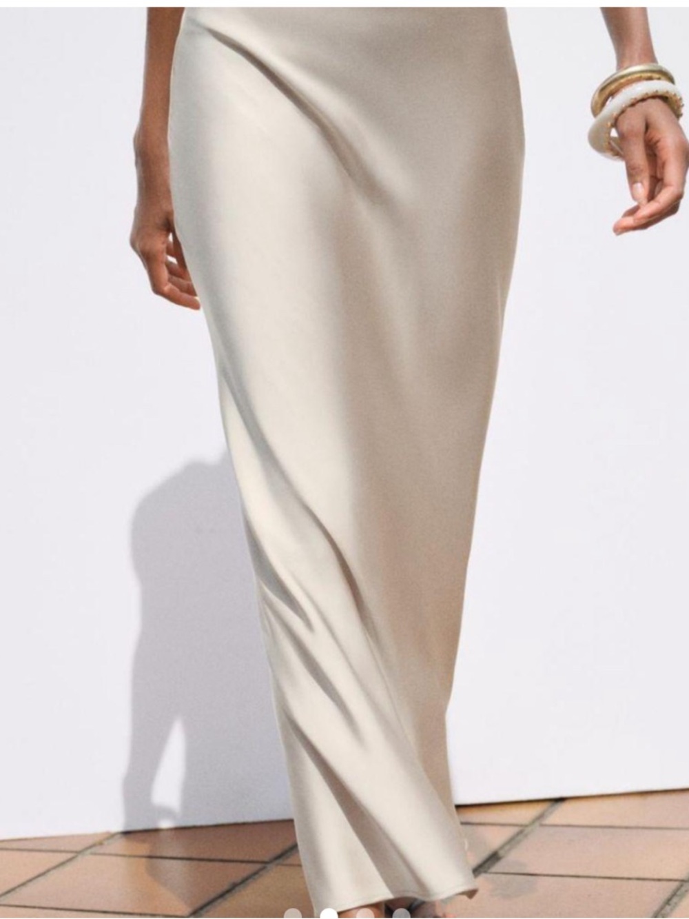 Zara Silver Satin A-Line Midi Skirt - Picture 9 of 11